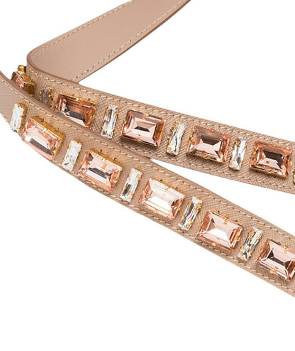 Leather Saffiano Crystal Women's Blush Pink Strap