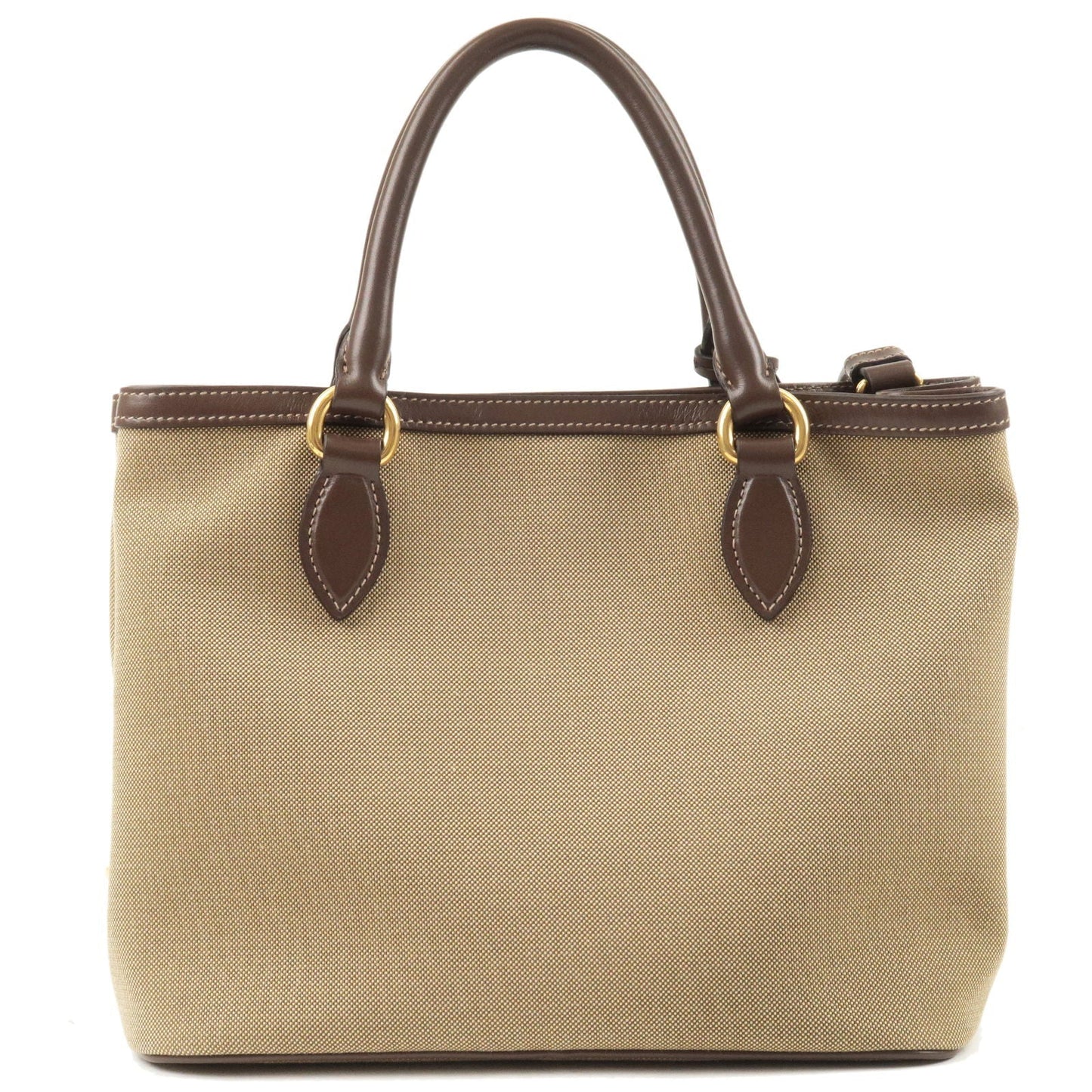 Logo Jacquard Beige Canvas Leather Trim Crossbody Satchel Bag