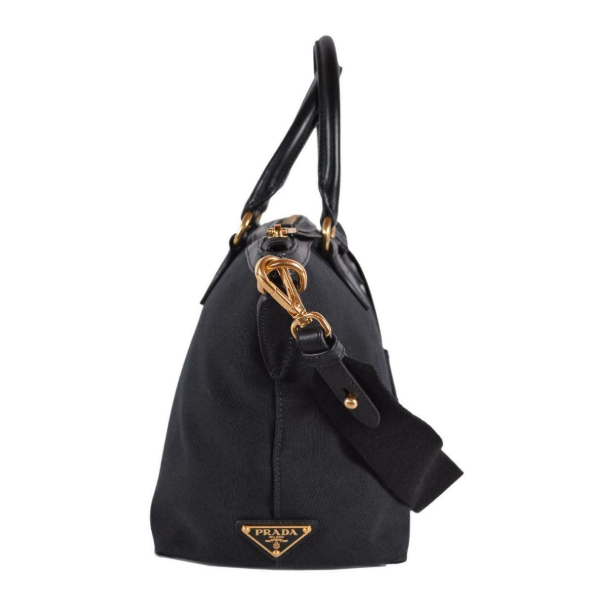 Logo Jacquard Black Canvas Satchel Crossbody