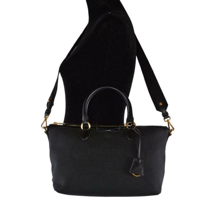 Logo Jacquard Black Canvas Satchel Crossbody