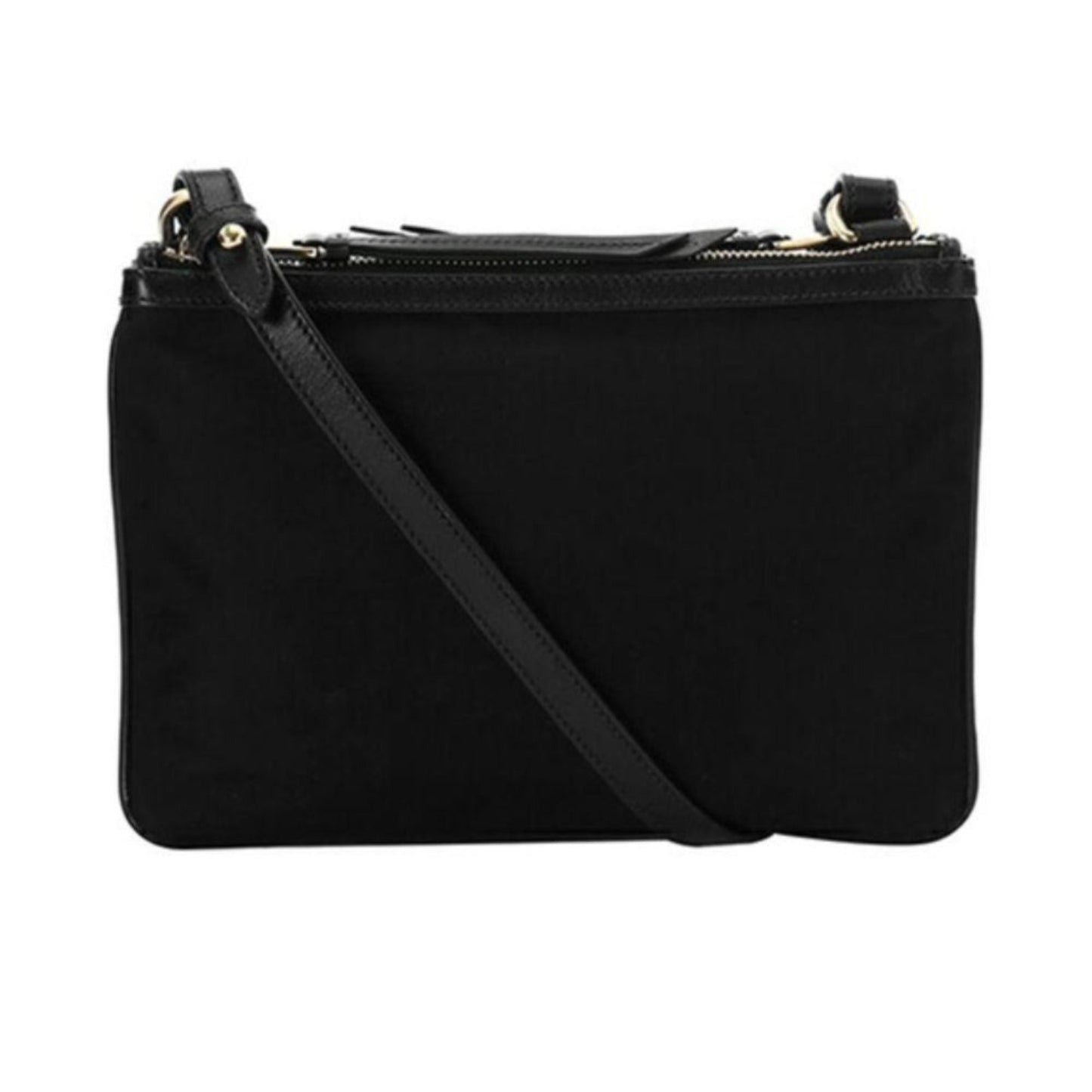 Logo Tessuto Nylon Soft Calf Trim Black Cross Body Bag