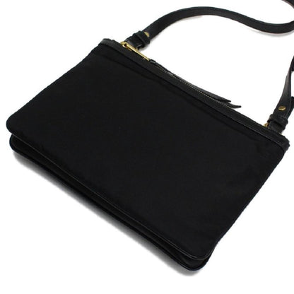 Logo Tessuto Nylon Soft Calf Trim Black Cross Body Bag