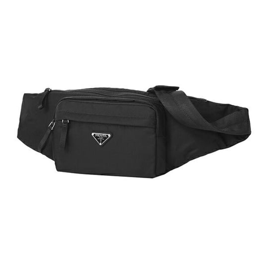 Marsupio Tessuto Nylon Triangle Logo Black Belt Bag