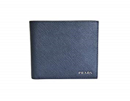 Mens Baltico Blue Vitello Micro Grain Leather Bifold Wallet