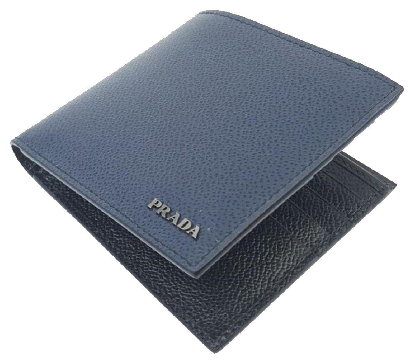 Mens Baltico Blue Vitello Micro Grain Leather Bifold Wallet