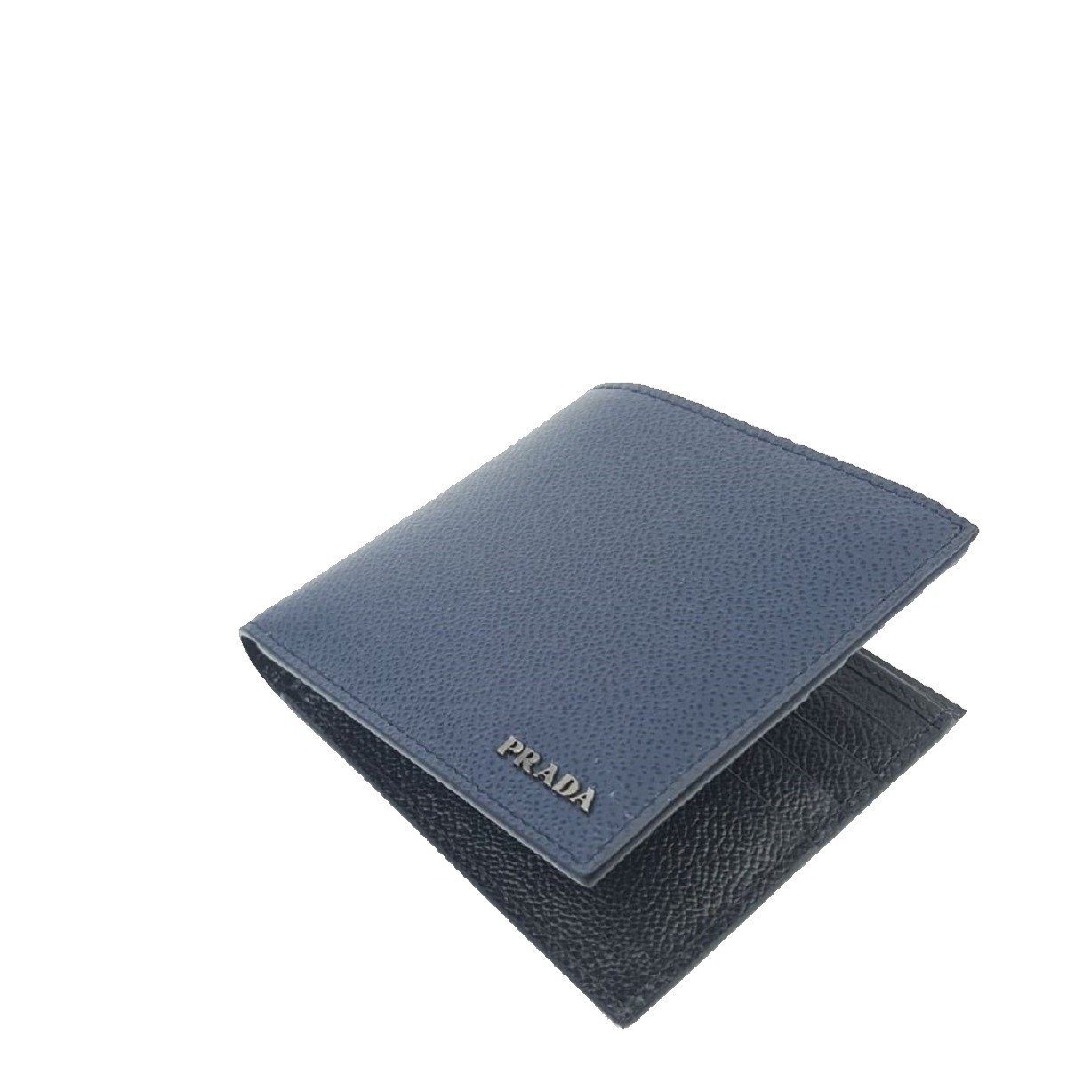 Mens Baltico Blue Vitello Micro Grain Leather Bifold Wallet