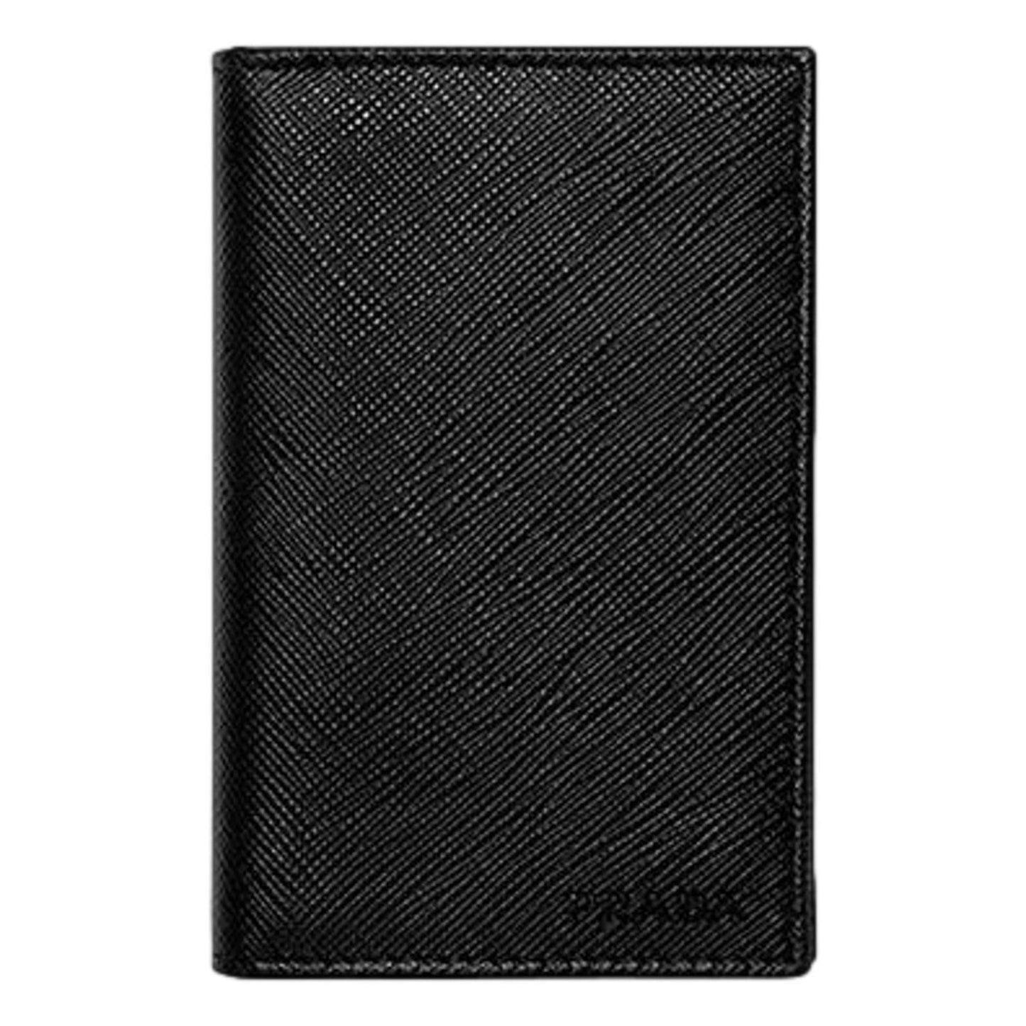 Mens Saffiano Leather Vertical Card Black Holder