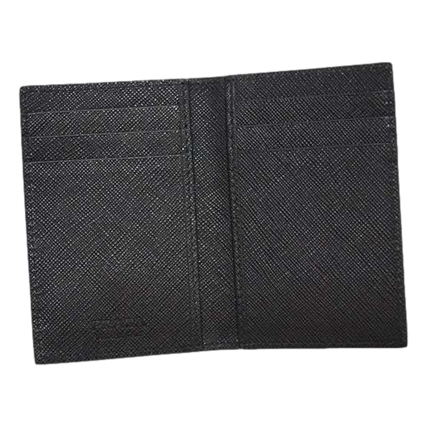 Mens Saffiano Leather Vertical Card Black Holder