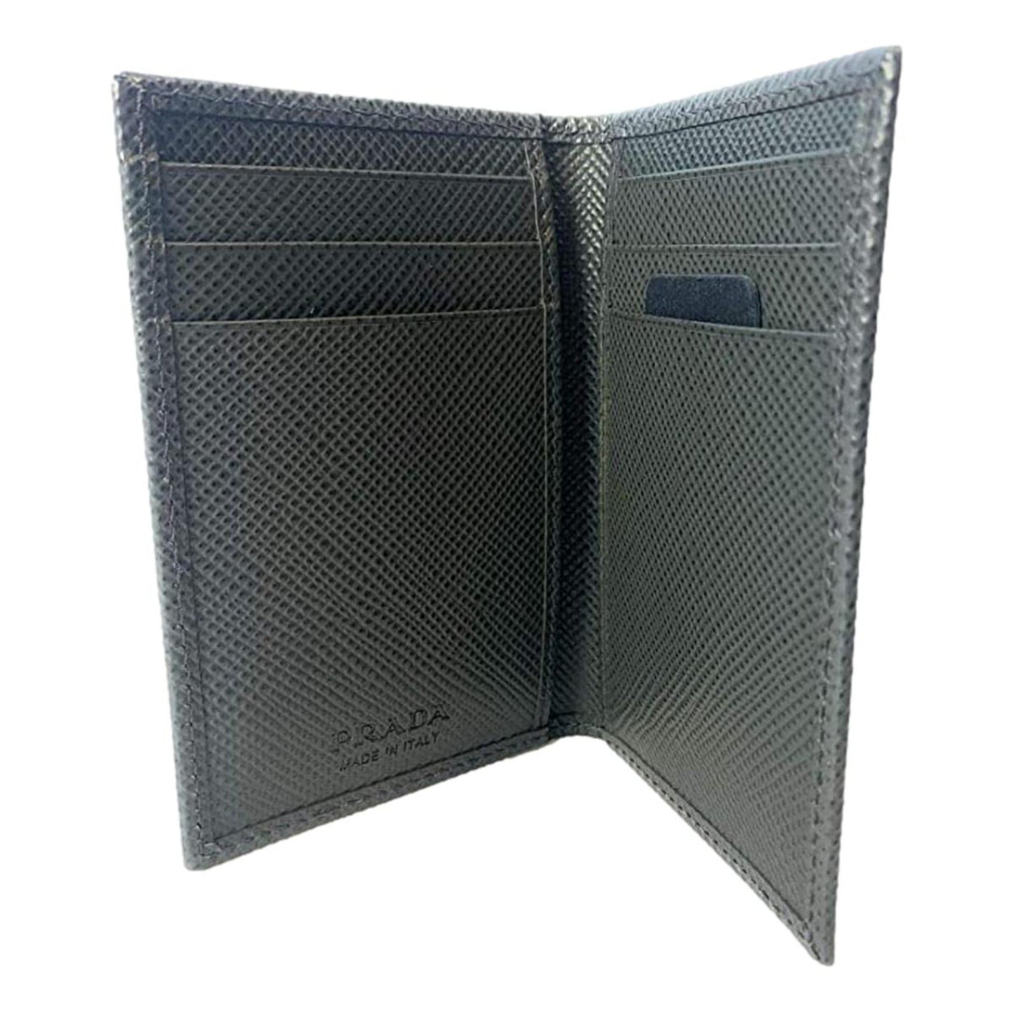 Mens Saffiano Leather Vertical Card Black Holder