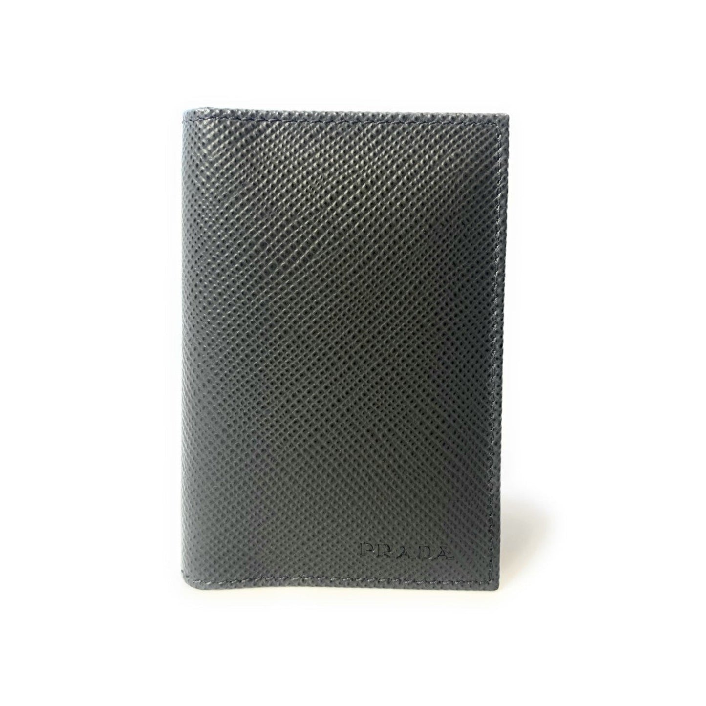 Mens Saffiano Leather Vertical Card Black Holder