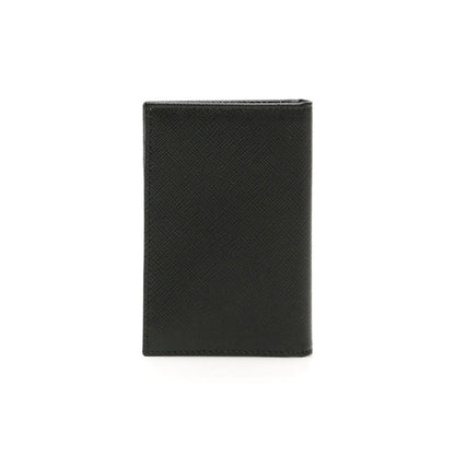 Mens Saffiano Leather Vertical Card Black Holder