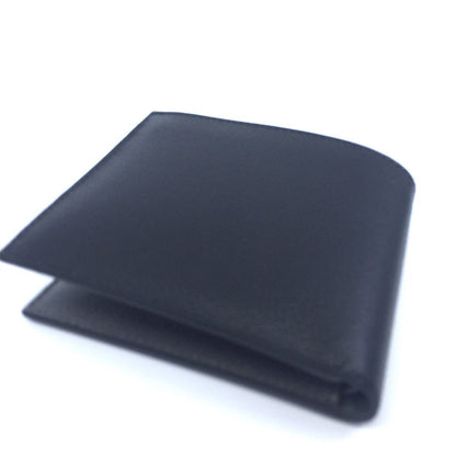 Mens Wallet Black Gray Vitello Micro Grain Leather Bifold