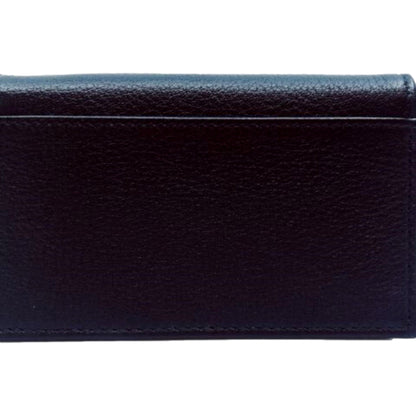 Mens Saffiano Flap Card Holder Wallet Black