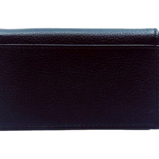 Mens Saffiano Flap Card Holder Wallet Black