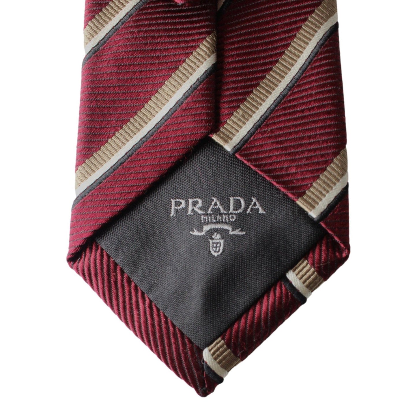 Mens Neck Tie 100% Silk Bordeaux Red Gold Stripe Classic Pattern