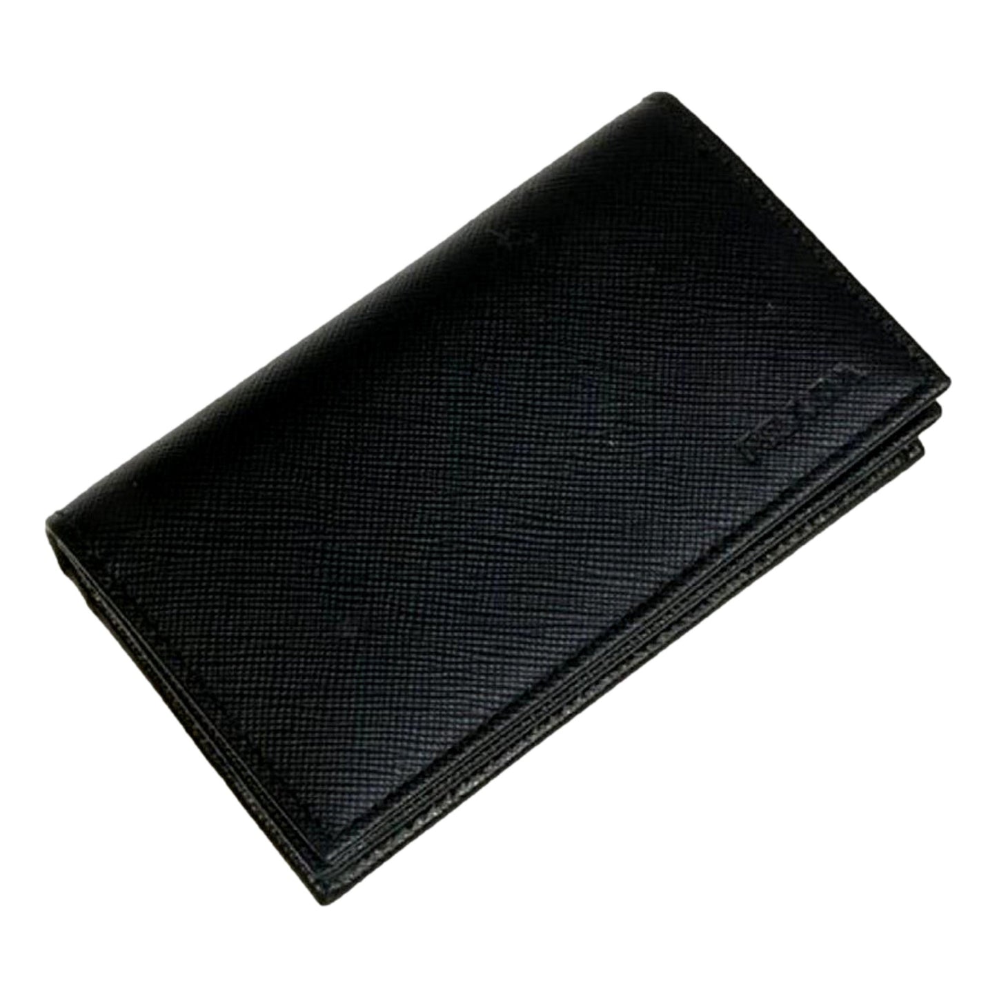 Mens Saffiano Flap Card Holder Wallet Black