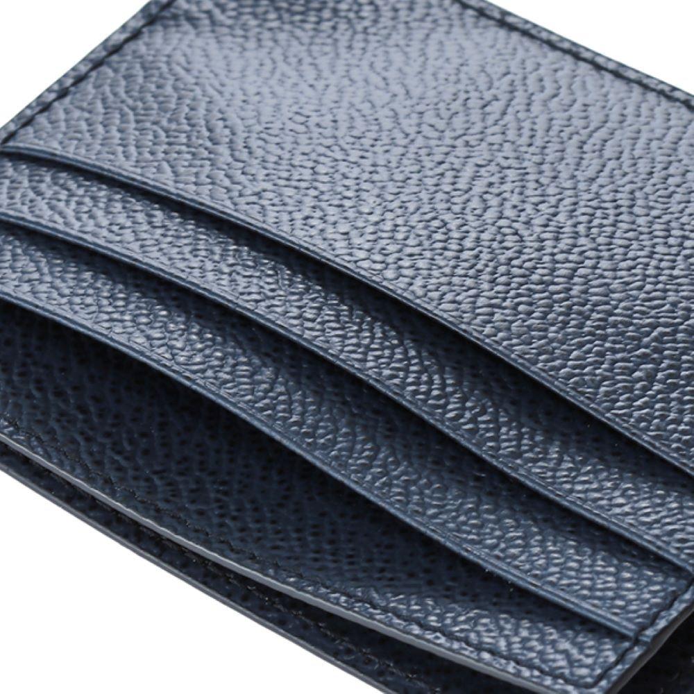 Vitello Micro Grain Navy Triangle Logo Cardholder Wallet