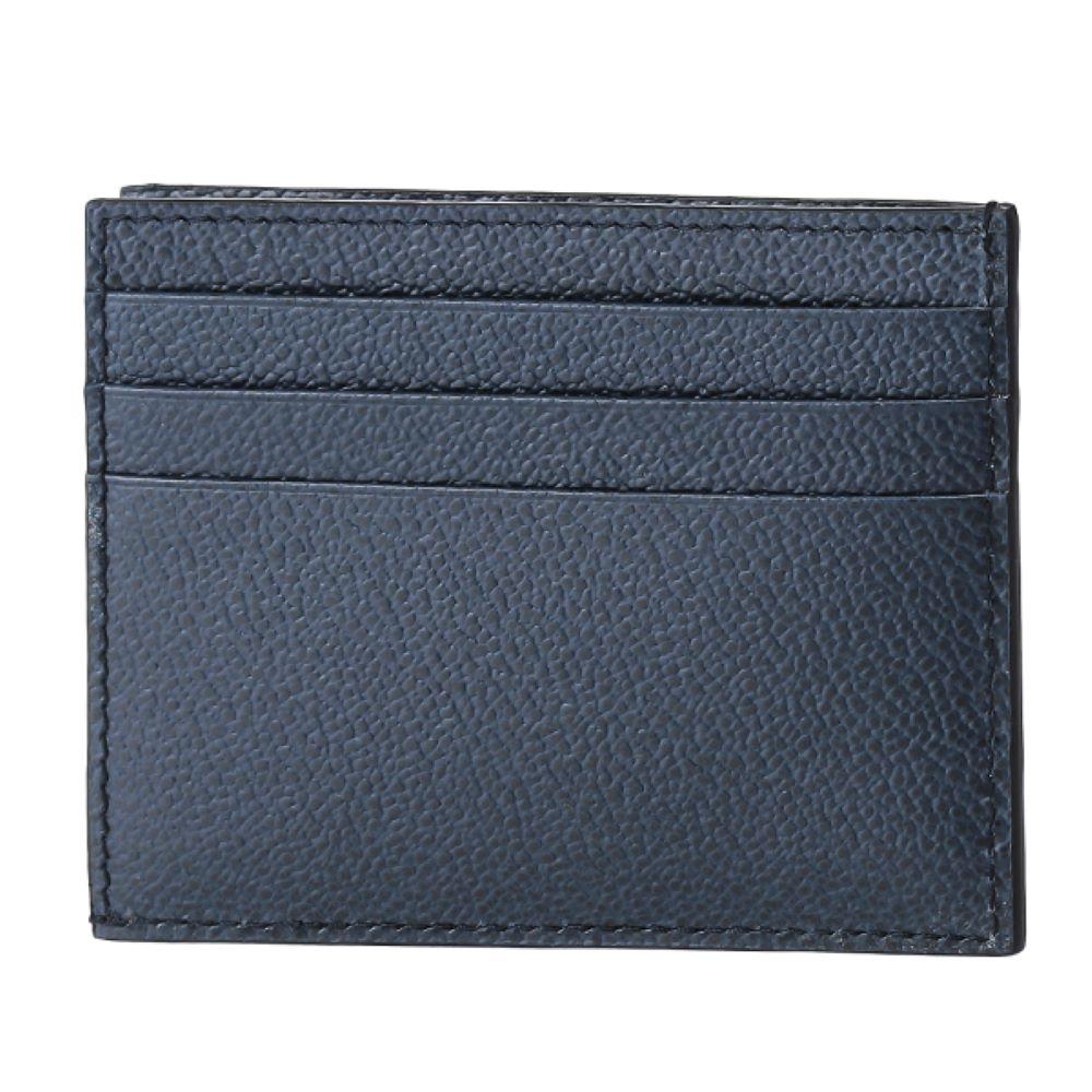 Vitello Micro Grain Navy Triangle Logo Cardholder Wallet