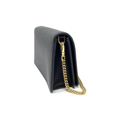 Miniborse Black Vitello Move Leather Chain Cross Body