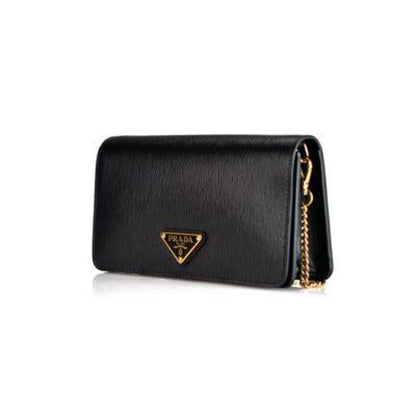 Miniborse Black Vitello Move Leather Chain Cross Body