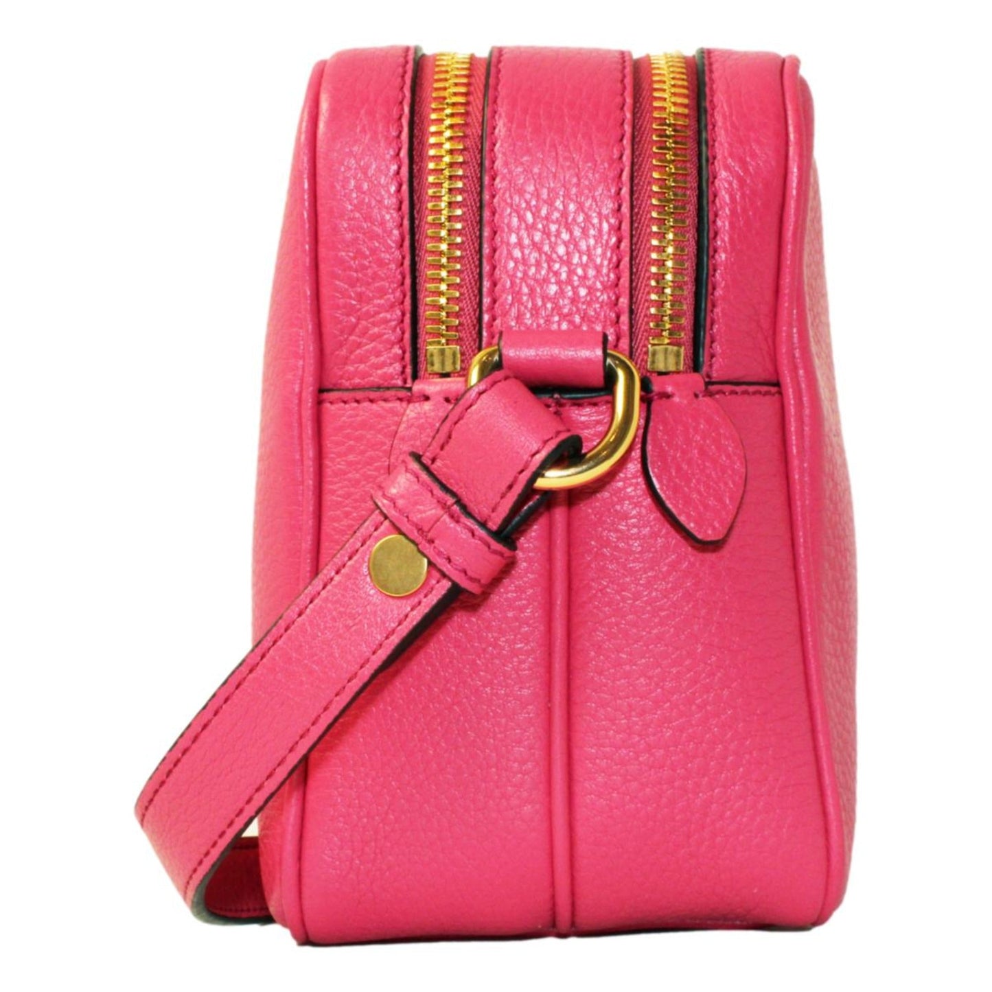 Peonia Pink Vitello Phenix Leather Double Zip Crossbody