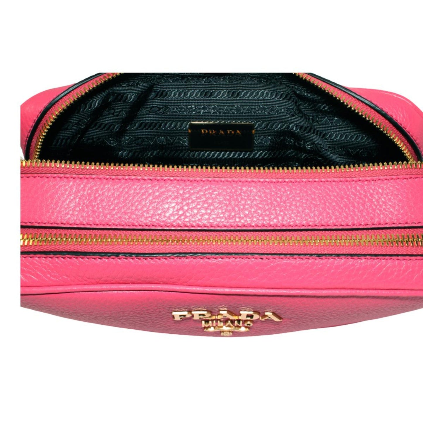 Peonia Pink Vitello Phenix Leather Double Zip Crossbody