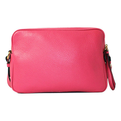 Peonia Pink Vitello Phenix Leather Double Zip Crossbody