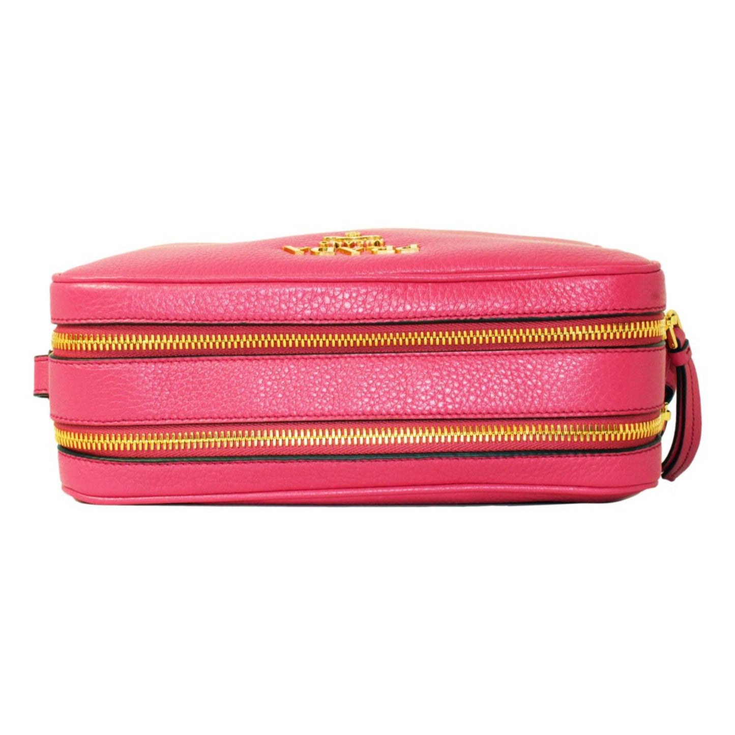 Peonia Pink Vitello Phenix Leather Double Zip Crossbody