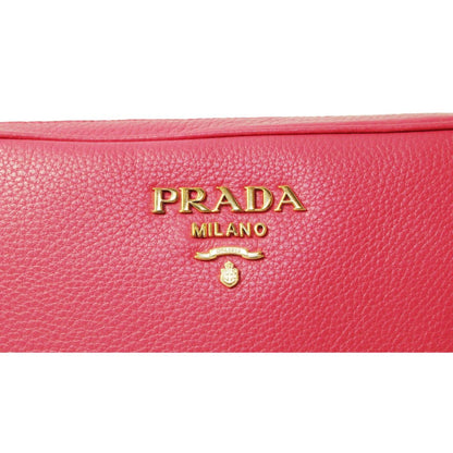 Peonia Pink Vitello Phenix Leather Double Zip Crossbody