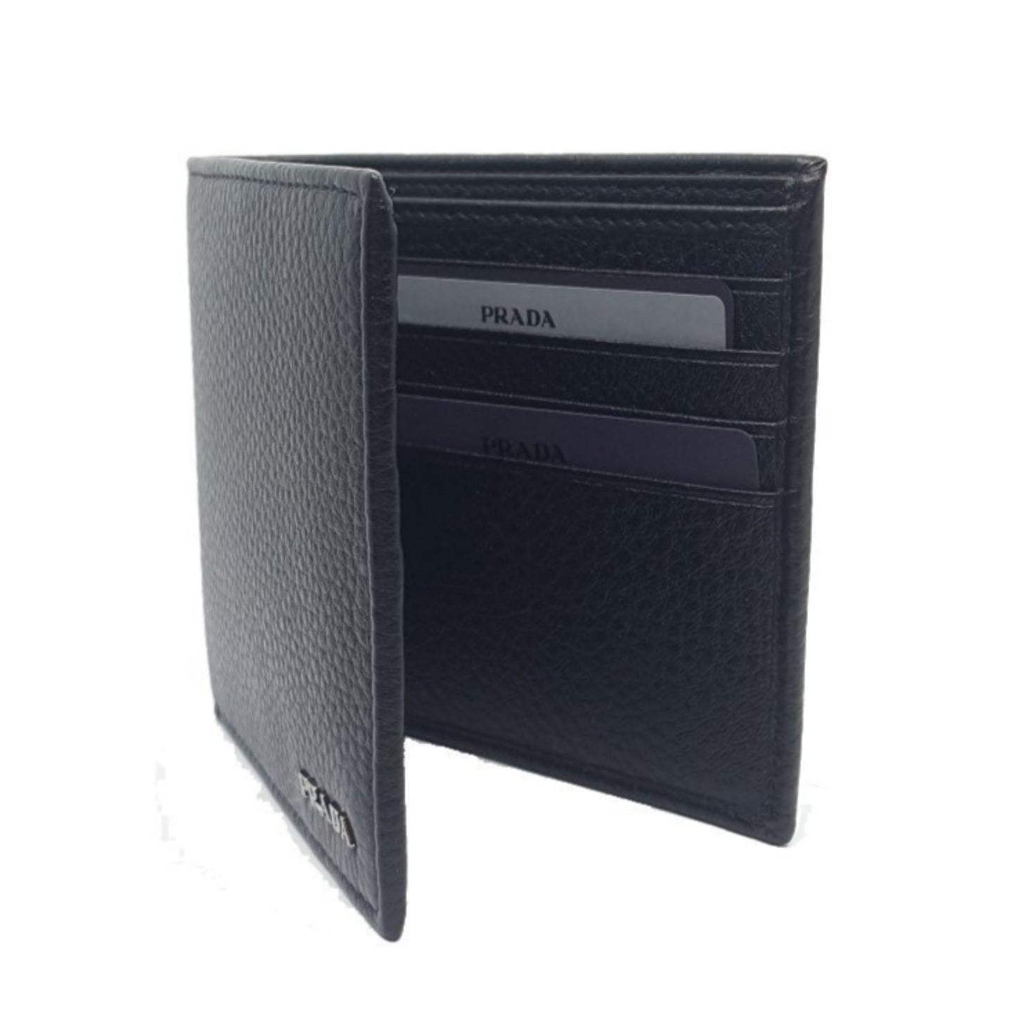 Mens Bifold Nero Black Vitello Grain Leather Wallet