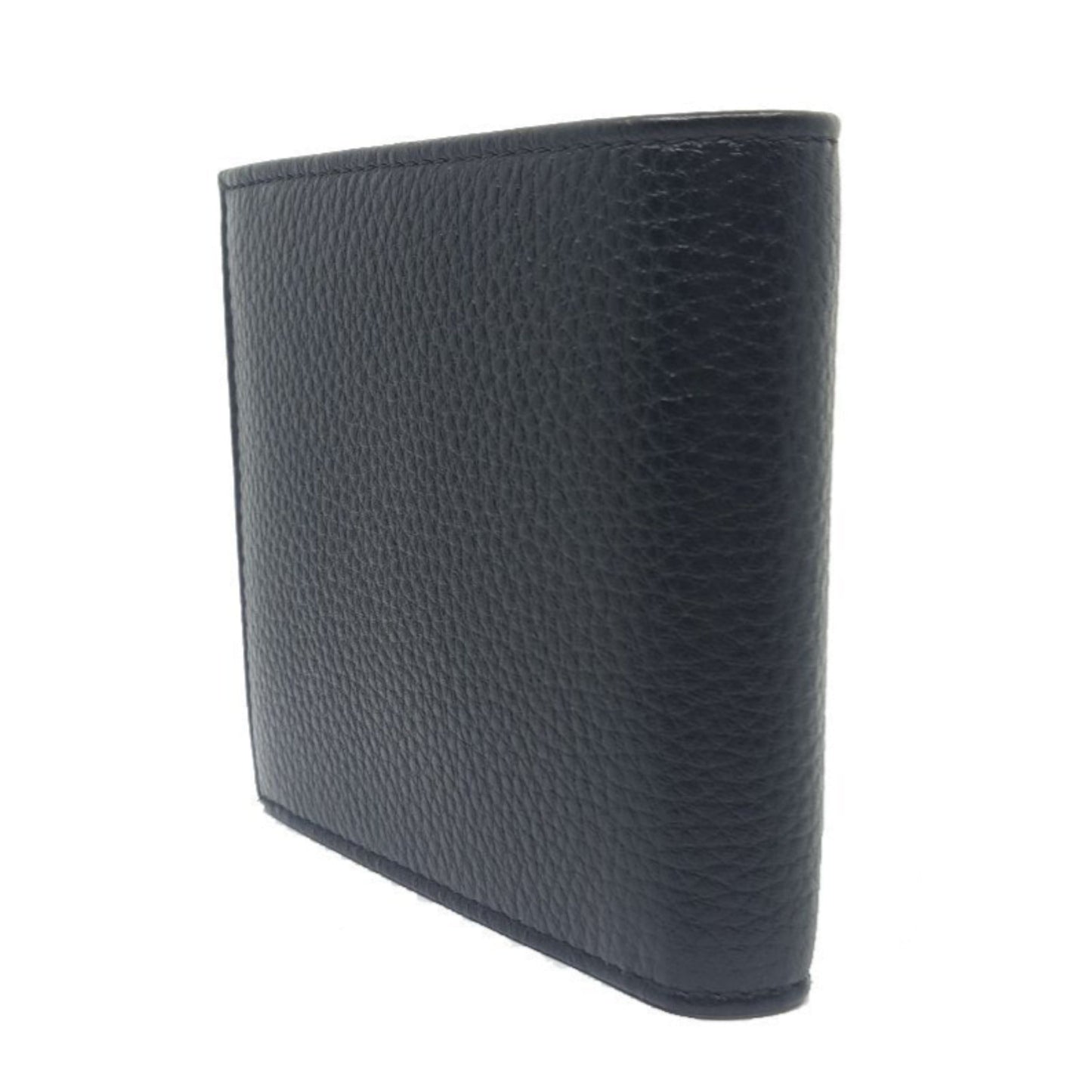 Mens Bifold Nero Black Vitello Grain Leather Wallet