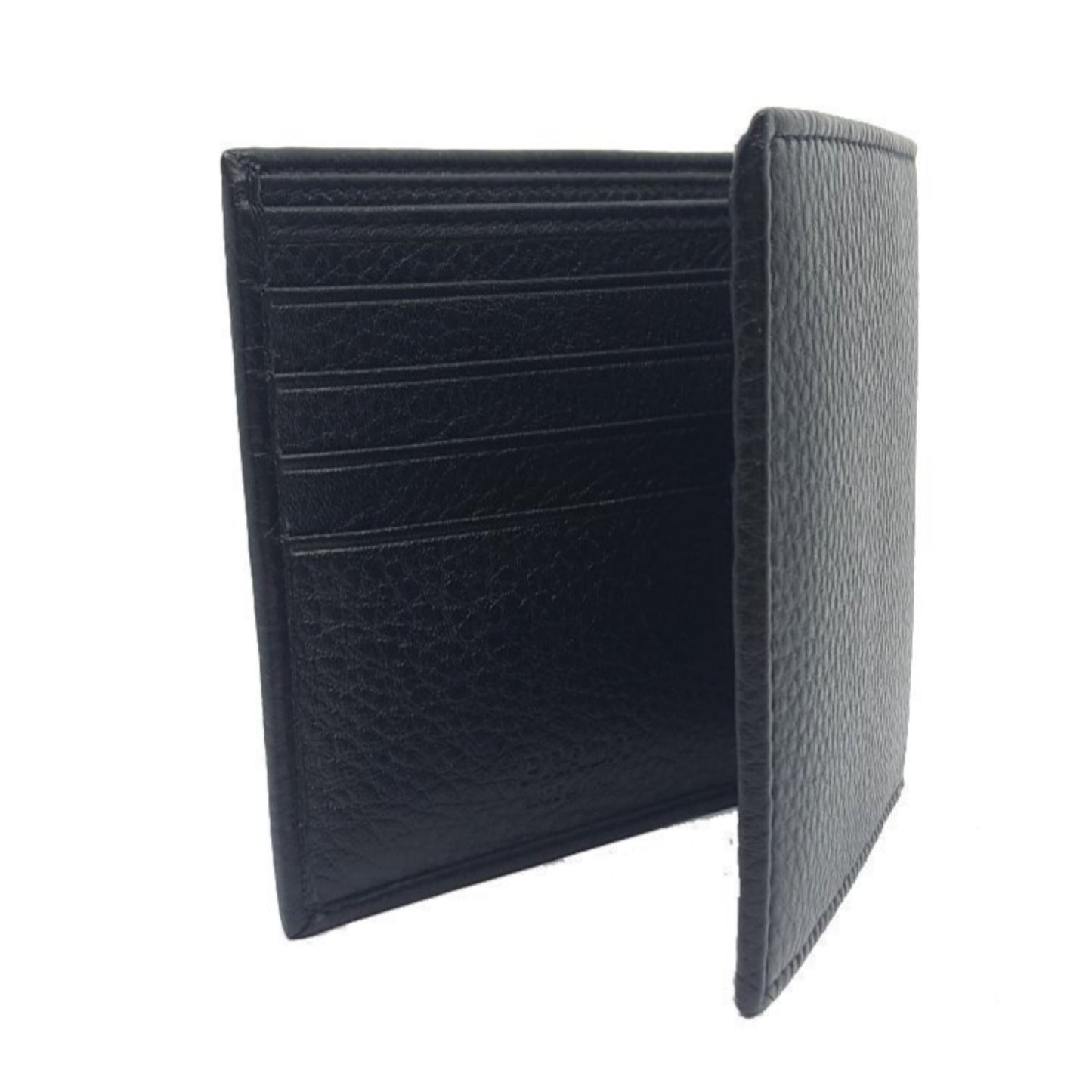 Mens Bifold Nero Black Vitello Grain Leather Wallet