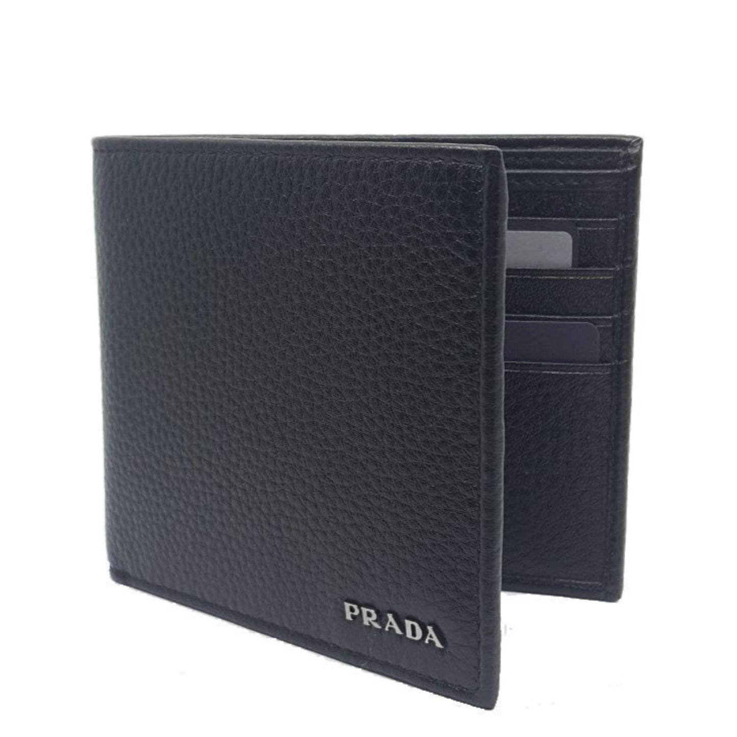 Mens Bifold Nero Black Vitello Grain Leather Wallet