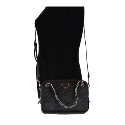 Re-Edtion Nylon Quilted Black Triangle Logo Crossbody Bag