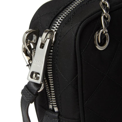 Re-Edtion Nylon Quilted Black Triangle Logo Crossbody Bag