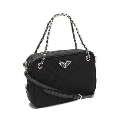 Re-Edtion Nylon Quilted Black Triangle Logo Crossbody Bag