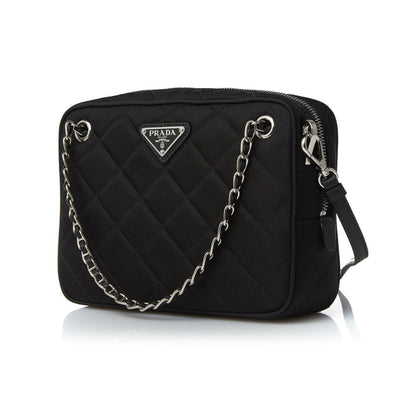 Re-Edtion Nylon Quilted Black Triangle Logo Crossbody Bag