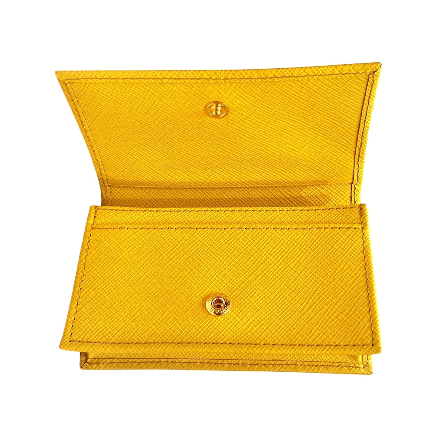 Saffiano Yellow Leather Card Case Wallet