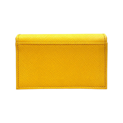 Saffiano Yellow Leather Card Case Wallet