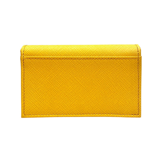 Saffiano Yellow Leather Card Case Wallet