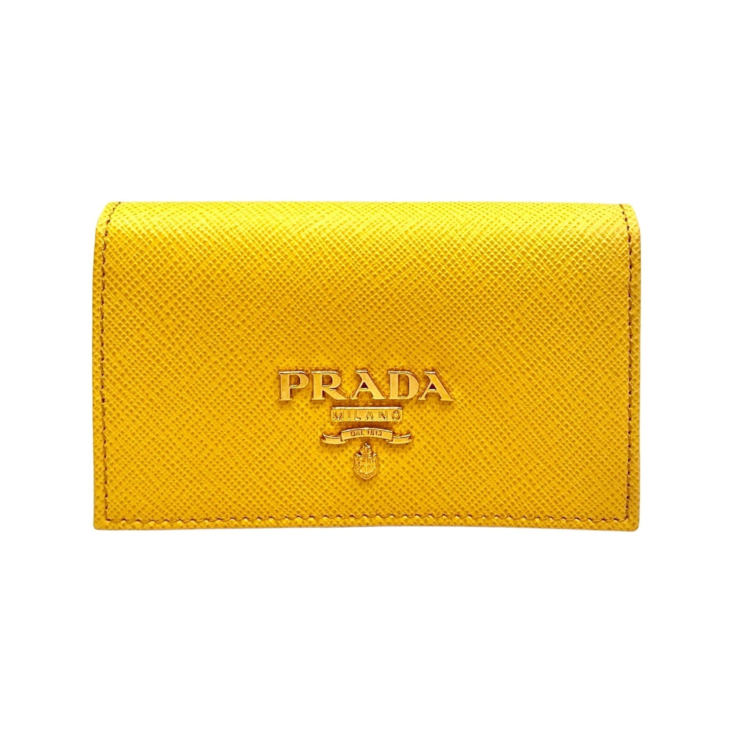 Saffiano Yellow Leather Card Case Wallet