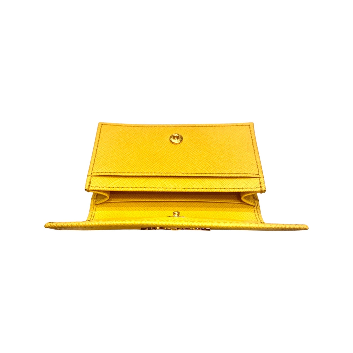 Saffiano Yellow Leather Card Case Wallet