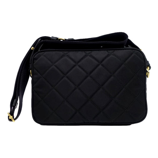 Tessuto Black Quilted Nylon Triangle Logo Camera Crossbody Bag