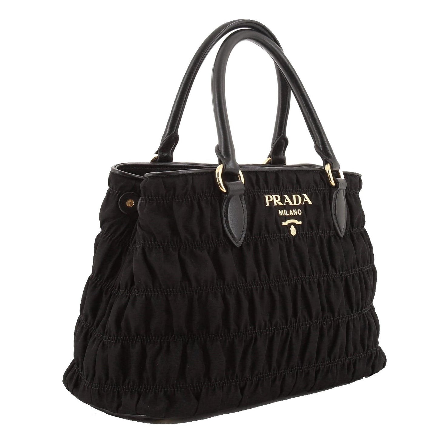 Tessuto Gaufre Nylon Small Black Satchel Handbag