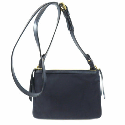 Tessuto Nylon Blue Zip Calf Leather Cross Body Bag