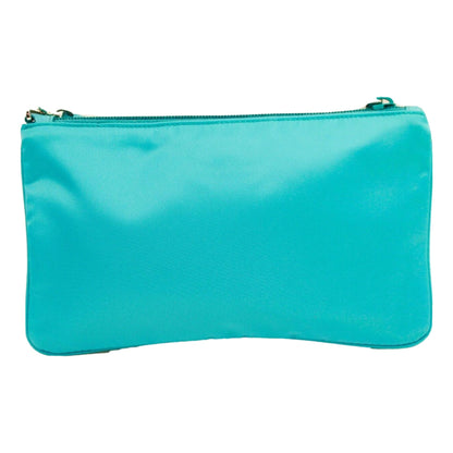 Tessuto Turquoise Nylon Cosmetic Case Wristlet Clutch Bag