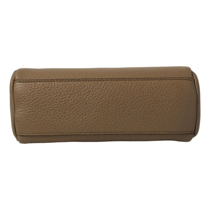 Vitello Daino Argilla Grey Leather Cosmetic Pouch