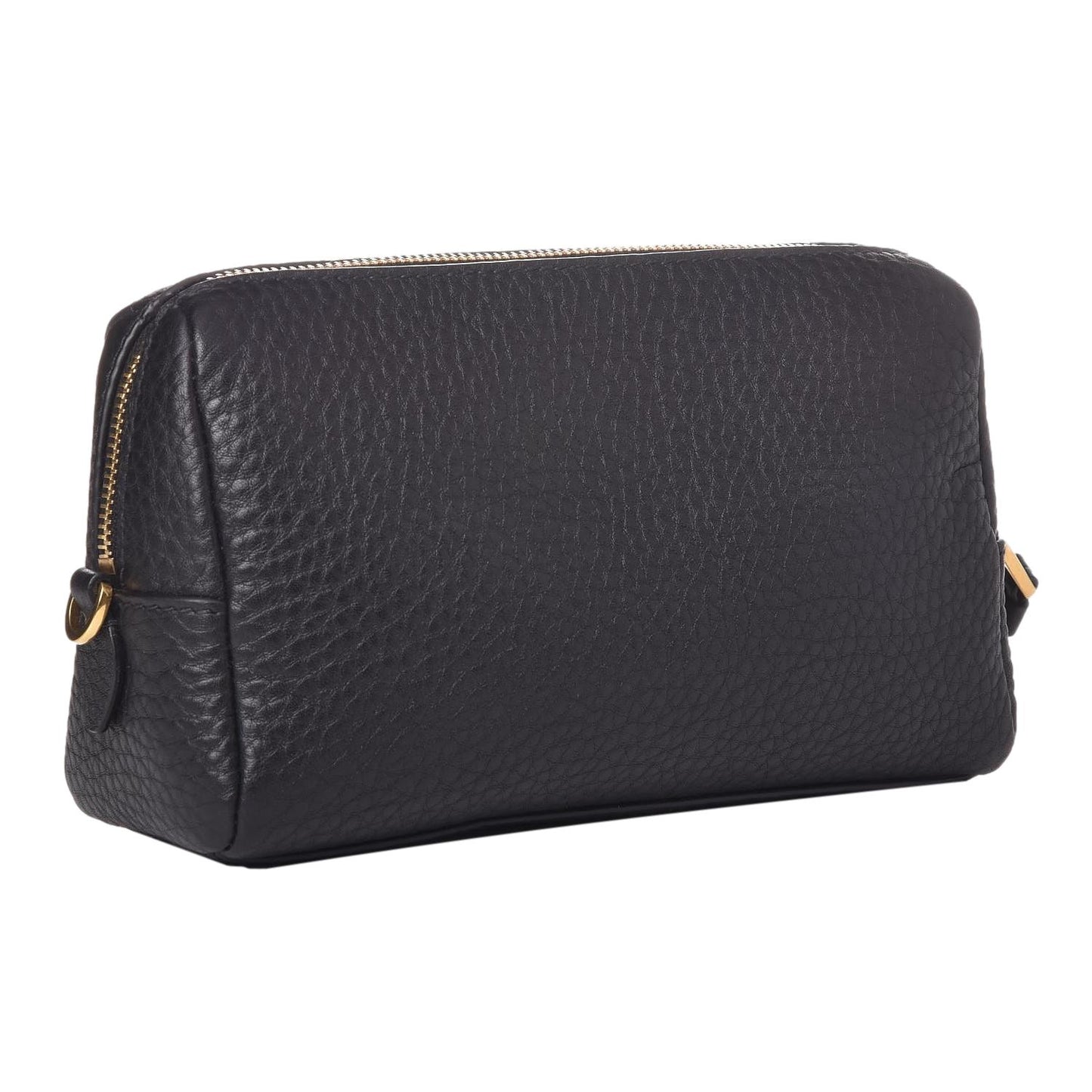 Vitello Daino Black Leather Cosmetic Pouch