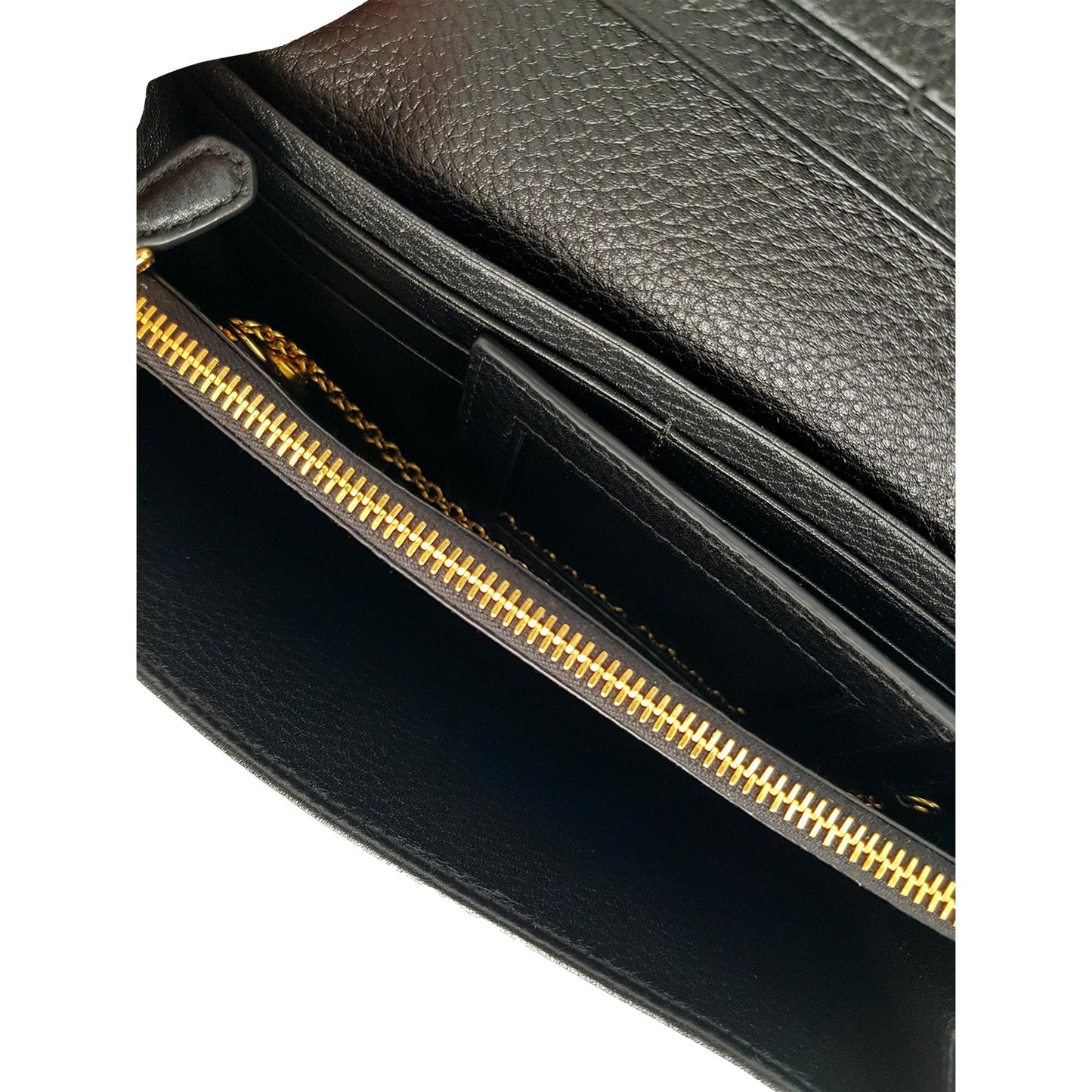 Vitello Grain Black Leather ID Holder Continental Long Wallet