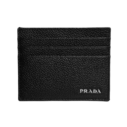 Vitello Micro Grain Leather Black Card Holder Wallet